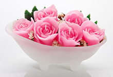 Banheira Grande c/6 Botões de rosas e 2 folhas